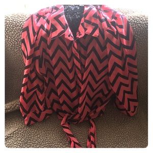No Boundaries Button-up chevron top